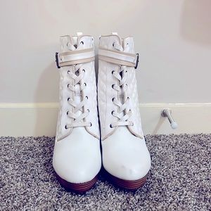 White Just Fab combat boots